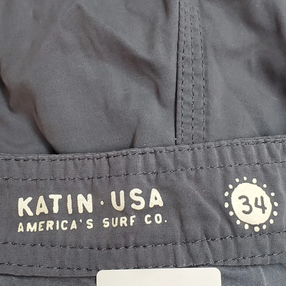 Katin USA Men Shorts 34 Gray Nylon Polyester Swimwear Colorblock Logo Patch